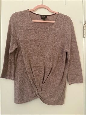 W5 Heather Mauve Twist-Front 3/4 Sleeve Top